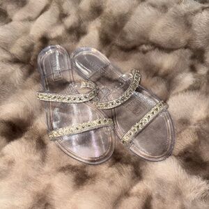 Clear Rhinestone Embellished Sandals